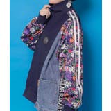 花ネコ柄ジャージ×デニム 異素材切替ブルゾン | ScoLar | 詳細画像6