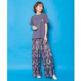 花ネコ柄ランダムプリーツパンツ | ScoLar | 詳細画像1 