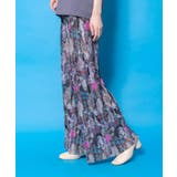 花ネコ柄ランダムプリーツパンツ | ScoLar | 詳細画像3 