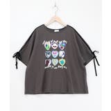 チャコールグレー | 額縁わんちゃんベロアテープ付きTシャツ | ScoLar