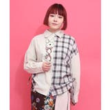 アイボリー | リボンウサギ刺繍チェック切替シャツ | ScoLar