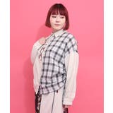 リボンウサギ刺繍チェック切替シャツ | ScoLar | 詳細画像2