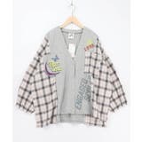 杢グレー | レトロ柄チェック切替カーディガン | ScoLar