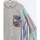 チェックorストライプ 総柄アシメパッチワークシャツ | ScoLar | 詳細画像3