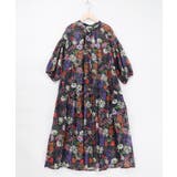 花ネコ柄シアー素材ティアードシャツワンピ | ScoLar | 詳細画像17