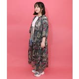 花ネコ柄シアー素材ティアードシャツワンピ | ScoLar | 詳細画像11