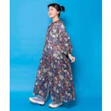 花ネコ柄シアー素材ティアードシャツワンピ | ScoLar | 詳細画像3