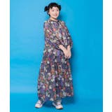 花ネコ柄シアー素材ティアードシャツワンピ | ScoLar | 詳細画像5