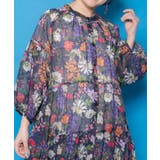 花ネコ柄シアー素材ティアードシャツワンピ | ScoLar | 詳細画像6