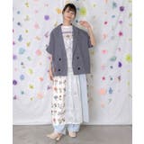 花ネコ刺繍入り半袖ジャケット | ScoLar | 詳細画像1