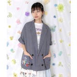 花ネコ刺繍入り半袖ジャケット | ScoLar | 詳細画像2