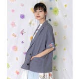 花ネコ刺繍入り半袖ジャケット | ScoLar | 詳細画像3