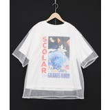 ネコ宇宙柄 チュール重ねTシャツ | ScoLar | 詳細画像6