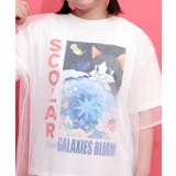 ネコ宇宙柄 チュール重ねTシャツ | ScoLar | 詳細画像5