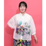オフホワイト | 仮面舞踏会のネコ柄 ボイルガーゼシャツ | ScoLar