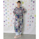 アートコラージュ柄 シャツワンピース | ScoLar | 詳細画像1