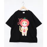 ブラック | トマトにゃんこ柄プリントTシャツ | ScoLar