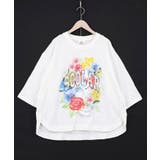 花ネコ発泡プリント ローズジャガードTシャツ | ScoLar | 詳細画像6 