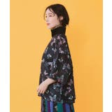 ハーフジップ蝶柄レーストップス | ScoLar | 詳細画像3 