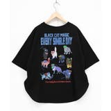 ブラック | ブラックキャットマジック柄 接触冷感Tシャツ | ScoLar
