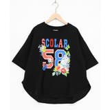 ブラック | 花ネコ×スカラーナンバー柄 接触冷感Tシャツ | ScoLar