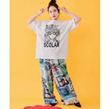 ヴィンテージ風POPコラージュ 綿ツイルパンツ | ScoLar | 詳細画像1 