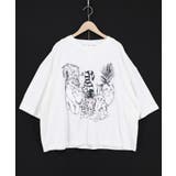 オフホワイト | にらめっこネコちゃん ワイドTシャツ | ScoLar