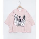 ピンク | にらめっこネコちゃん ワイドTシャツ | ScoLar