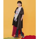 モノクロワールド柄 配色素材切替 アシメチュニック | ScoLar | 詳細画像3