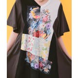モノクロワールド柄 配色素材切替 アシメチュニック | ScoLar | 詳細画像5