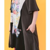 モノクロワールド柄 配色素材切替 アシメチュニック | ScoLar | 詳細画像6