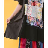 モノクロワールド柄 配色素材切替 アシメチュニック | ScoLar | 詳細画像7