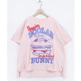 ピンク | お昼寝ウサギinスカラーバーガー柄Tシャツ | ScoLar