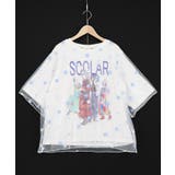 オフホワイト | スカラーガールズ 花刺繍チュール重ねTシャツ | ScoLar