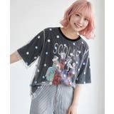 ブラック | スカラーガールズ 花刺繍チュール重ねTシャツ | ScoLar