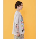 レースリボン付き 花ネコ柄Tシャツ | ScoLar | 詳細画像5