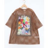 ブラウン | ボックスアート柄アップリケ付き メッシュプルオーバー | ScoLar