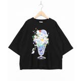 ブラック | スカラー特製お月見パフェ柄 接触冷感Tシャツ | ScoLar
