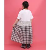 ポップロゴ×チェック×花柄 異素材切替ワンピース | ScoLar | 詳細画像4
