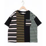 ブラック | ボーダー切替 スカラーちゃんバックプリントTシャツ | ScoLar