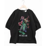 熱帯花柄 袖ギャザー入りTシャツ | ScoLar | 詳細画像8