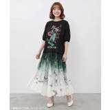 熱帯花柄 袖ギャザー入りTシャツ | ScoLar | 詳細画像1