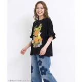 オレンジ大好きうさぎ柄 フリル付きTシャツ | ScoLar | 詳細画像1