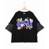 ブラック | フリル袖付き ポップロゴTシャツ | ScoLar