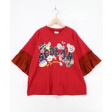 レッド | フリル袖付き ポップロゴTシャツ | ScoLar