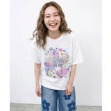 オフホワイト | お花に埋もれるスカラーちゃん ジャガードTシャツ | ScoLar