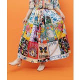アイボリー | スカラー ポスターコラージュ柄ツイルスカート | ScoLar