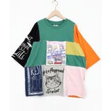 グリーン | 配色パッチワーク風切替Tシャツ | ScoLar