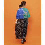 配色×花柄 異素材切替アシメワンピース | ScoLar | 詳細画像2