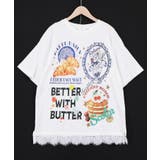 オフホワイト | いろんなフード柄 裾レースTシャツ | ScoLar